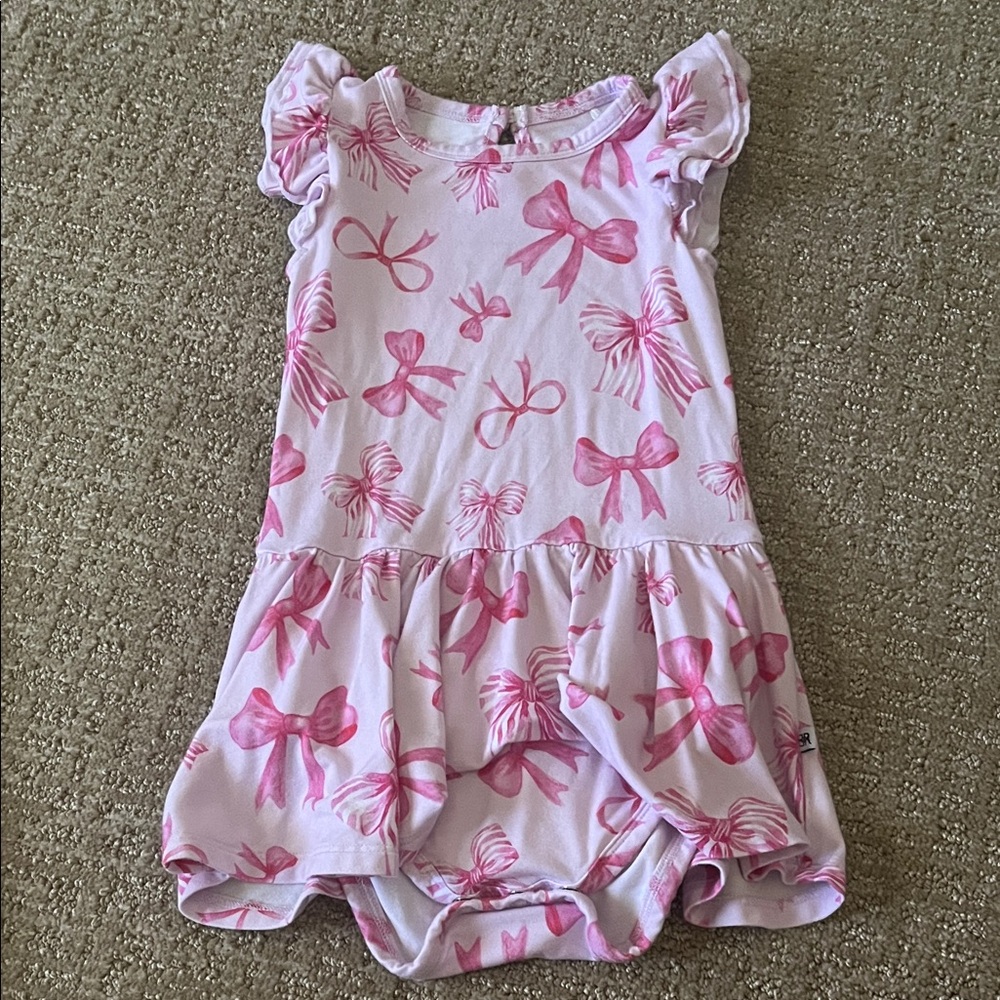 Bums and Roses Pink Bow Patterned 2T Dress
